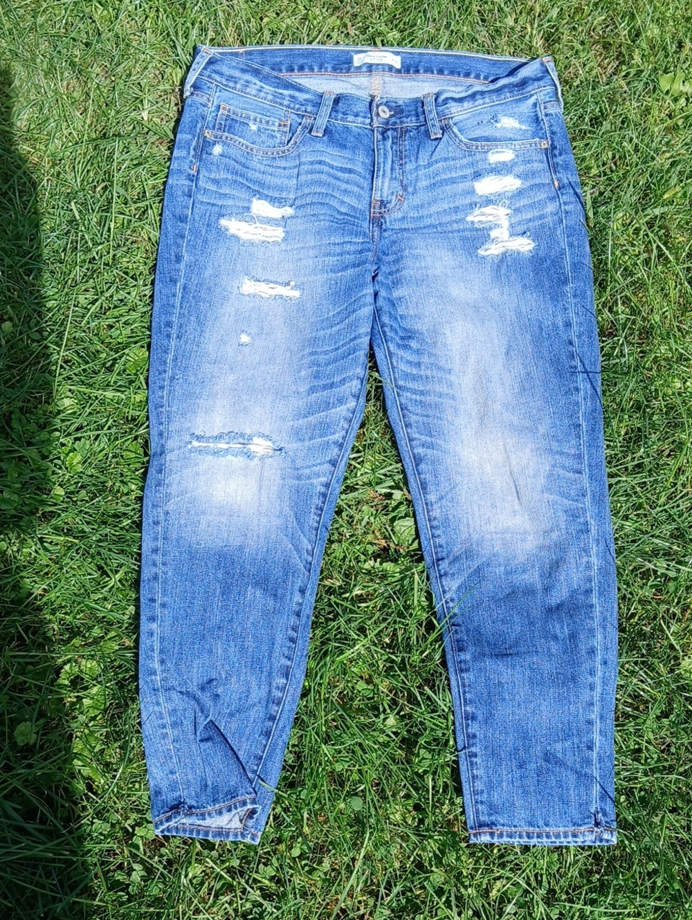 Abercrombie & Fitch Distressed Light Blue Boyfriend Jeans